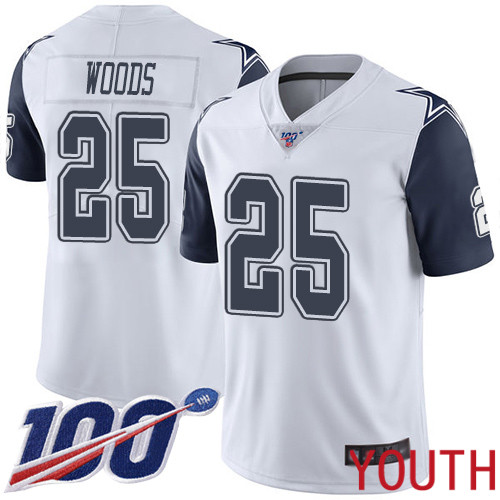Youth Dallas Cowboys Limited White Xavier Woods #25 100th Season Rush Vapor Untouchable NFL Jersey